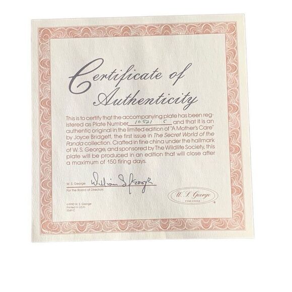 VINTAGE W S George Fine China A Mother’s Care Collector Plate by Joyce Bridges W - Picture 7 of 12